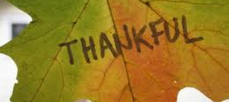 Leaf with Thankful written on it