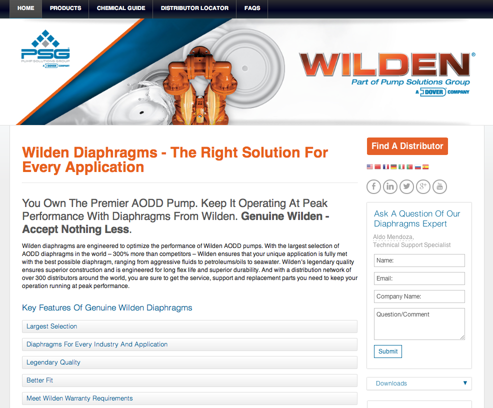 Wilden Diaphragms website