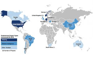 Global Smart Water Projects (2nd Half 2016) - The US (39 projects) and UK (21 projects) were the most active smart water markets during the last six months of 2016, followed regionally by Continental Europe and Latin America. Source: Bluefield Research