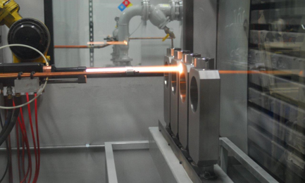 Figure 2: Thermal spaying of carbide coating using the HVOF process