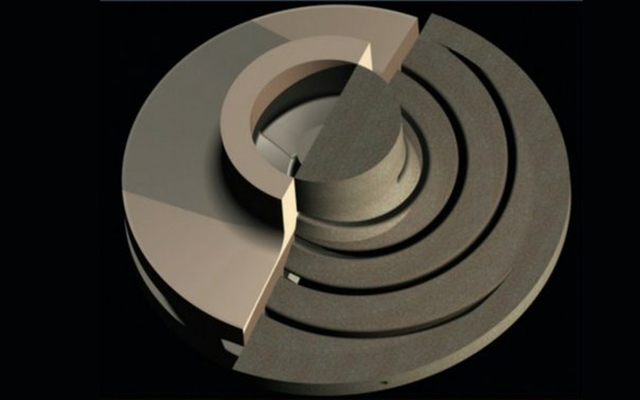 3D model of CHS impeller - half showing the impeller and half showing the RCT core