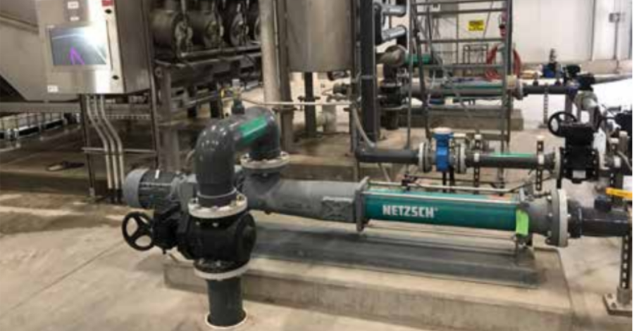NETZSCH NEMO® FSIP® pumps in the chemical recovery building pumping post struvite production to water removal food-waste