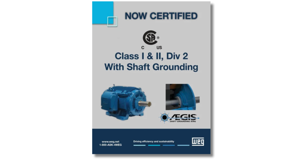 WEG Motors with AEGIS: Certified for Class I Division 2